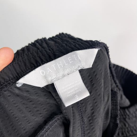 Athleta 8 Black Textured Brooklyn Jogger Pants Athleisure Featherweight Woven - Picture 9 of 13